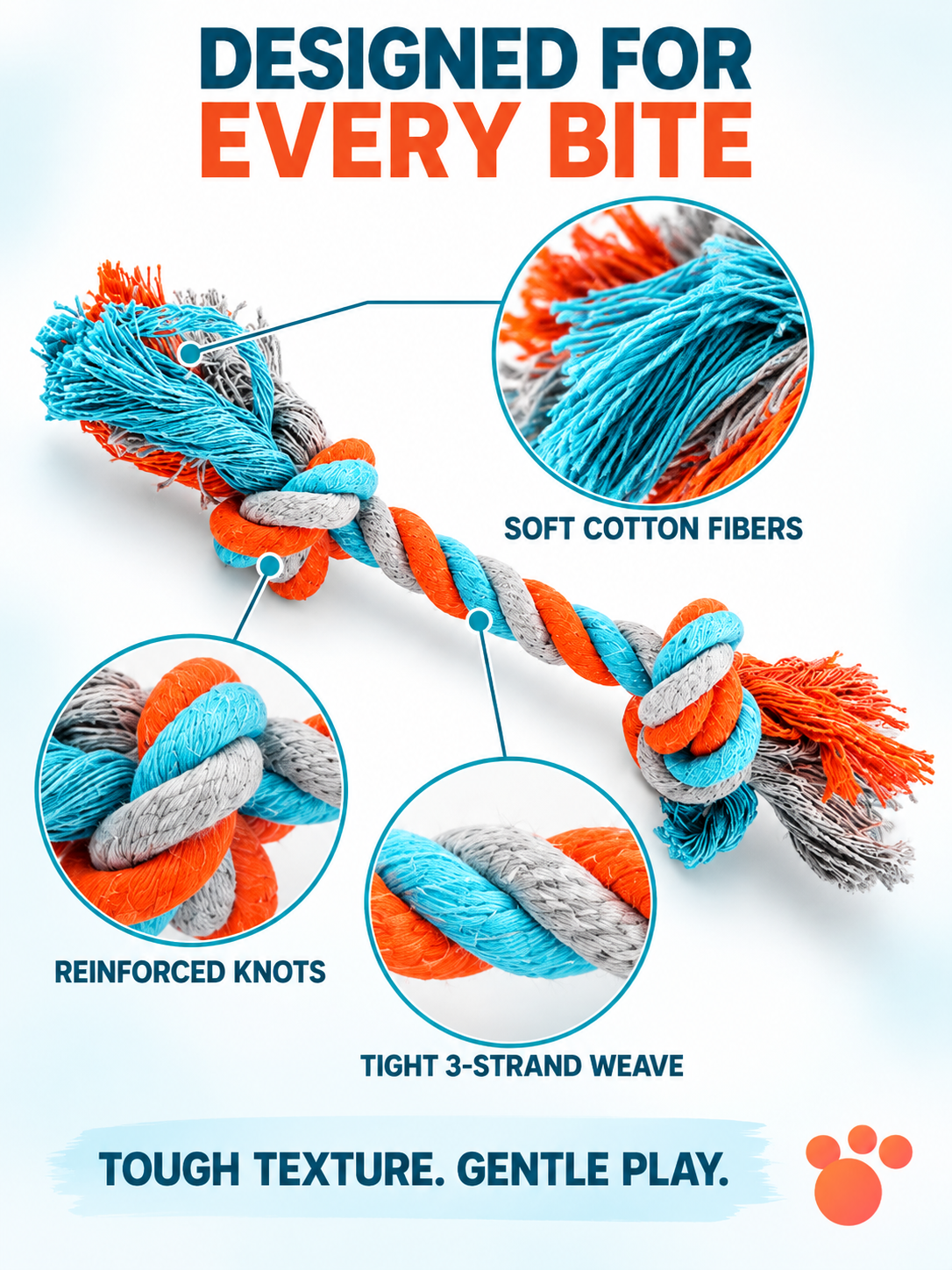 Cotton Knot Dog Toy Bites Teeth, Resistant to Chewing, Relieves Bore Knot image 4