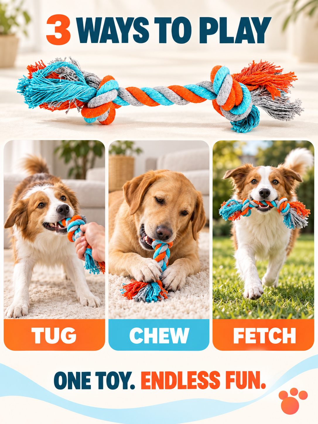 Cotton Knot Dog Toy Bites Teeth, Resistant to Chewing, Relieves Bore Knot image 5