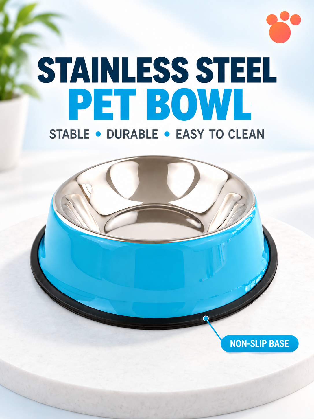 Non-Slip Stainless Steel Pet Bowl for Dogs and Cats โ Durable, Spill-Resistant and Tip-Proof Food & Water Bowl