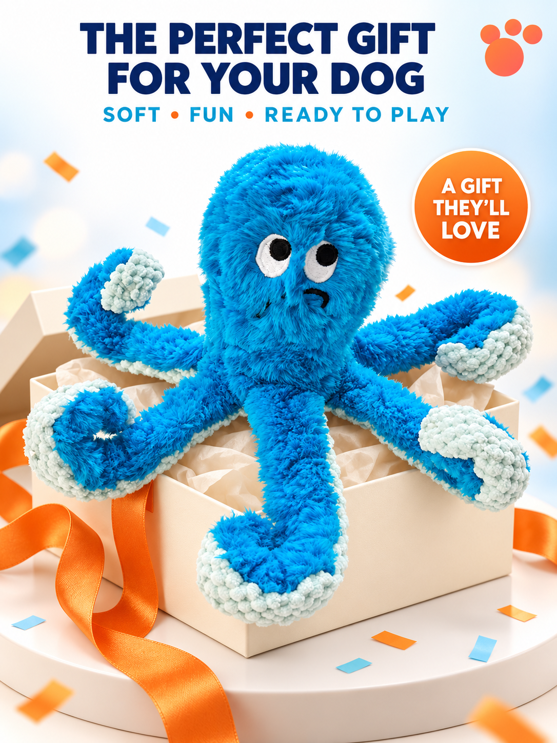 Plush Octopus Dog Toy with Squeaker and Treat-Hiding Design | Interactive Toy for Dogs and Cats