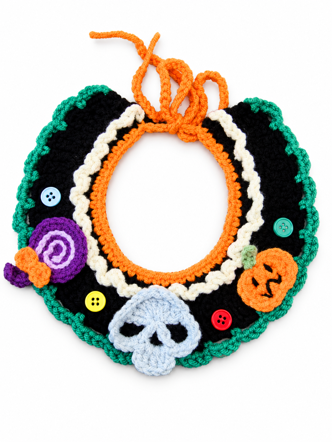 Handmade Crochet Halloween Pet Collar | Festive Dog and Cat Bib with Spooky Decorations image 7
