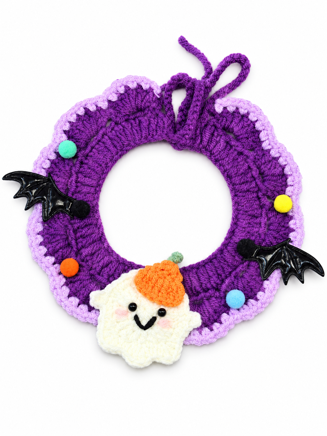 Handmade Crochet Halloween Pet Collar | Festive Dog and Cat Bib with Spooky Decorations image 6