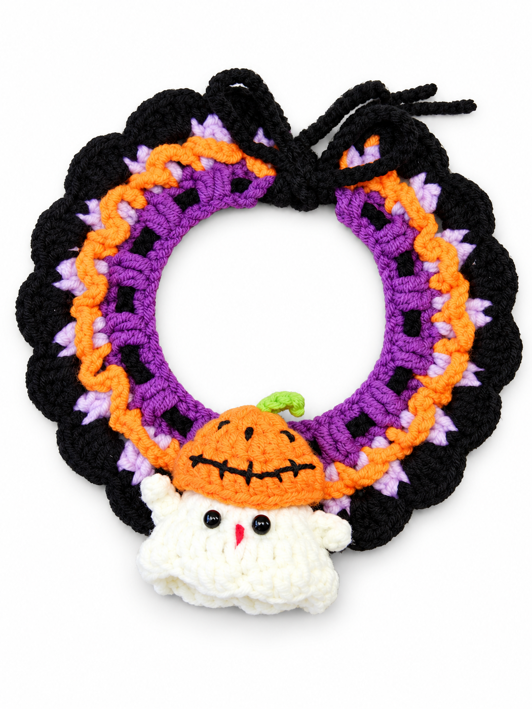 Handmade Crochet Halloween Pet Collar | Festive Dog and Cat Bib with Spooky Decorations image 9