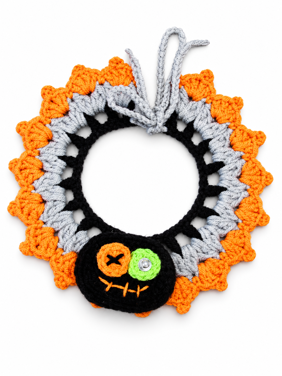 Handmade Crochet Halloween Pet Collar | Festive Dog and Cat Bib with Spooky Decorations image 8