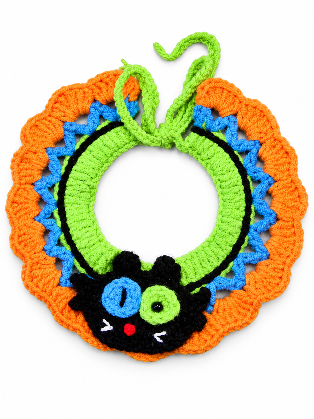 Handmade Crochet Halloween Pet Collar | Festive Dog and Cat Bib with Spooky Decorations image 11