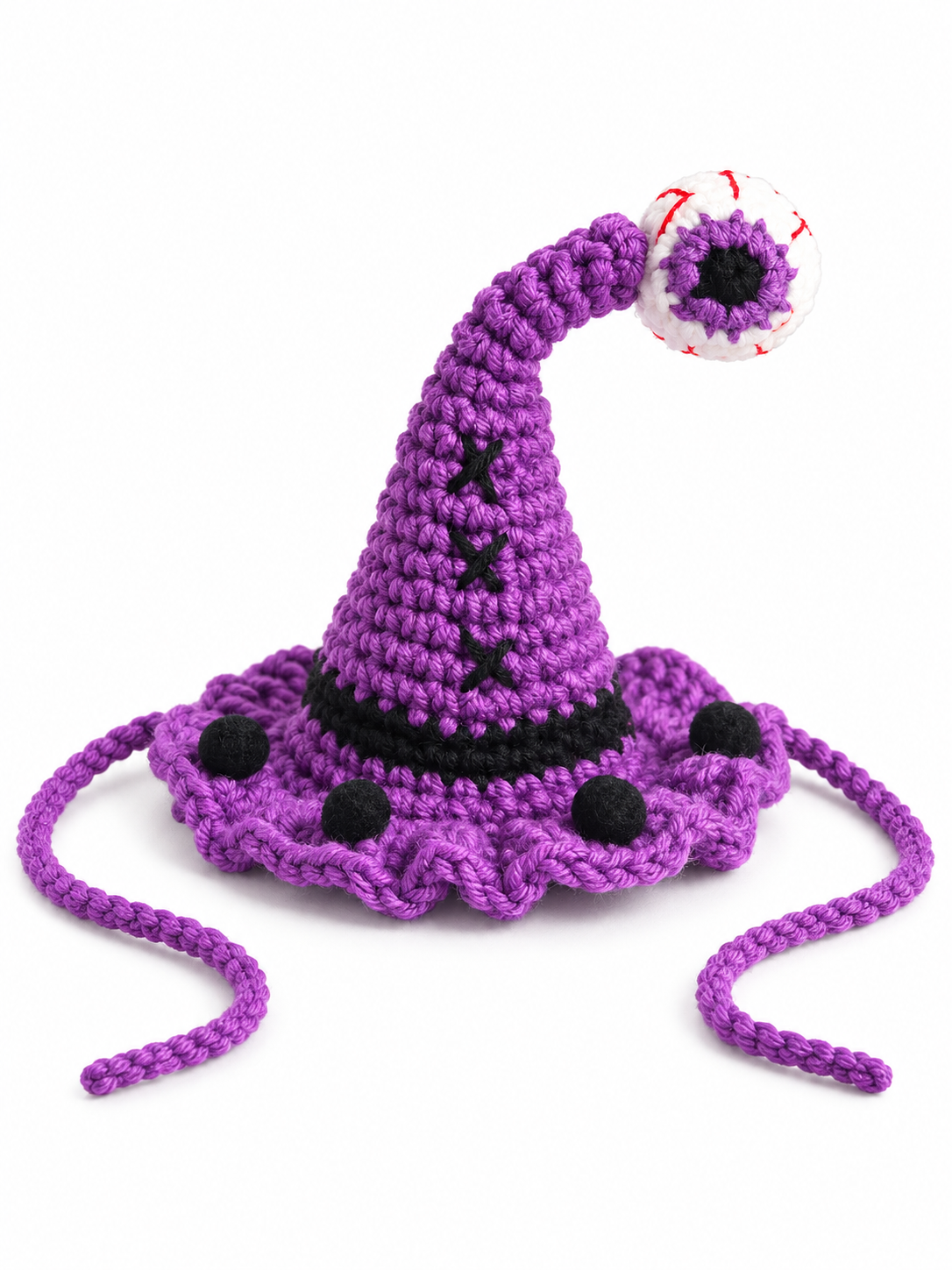 Handmade Crochet Halloween Witch Hat for Dogs and Cats | Pumpkin Pet Costume Accessory image 6