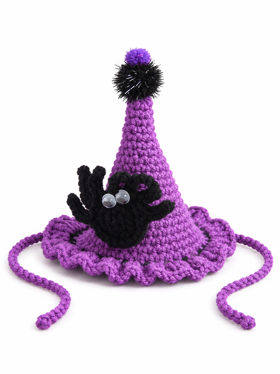 Handmade Crochet Halloween Witch Hat for Dogs and Cats | Pumpkin Pet Costume Accessory image 7