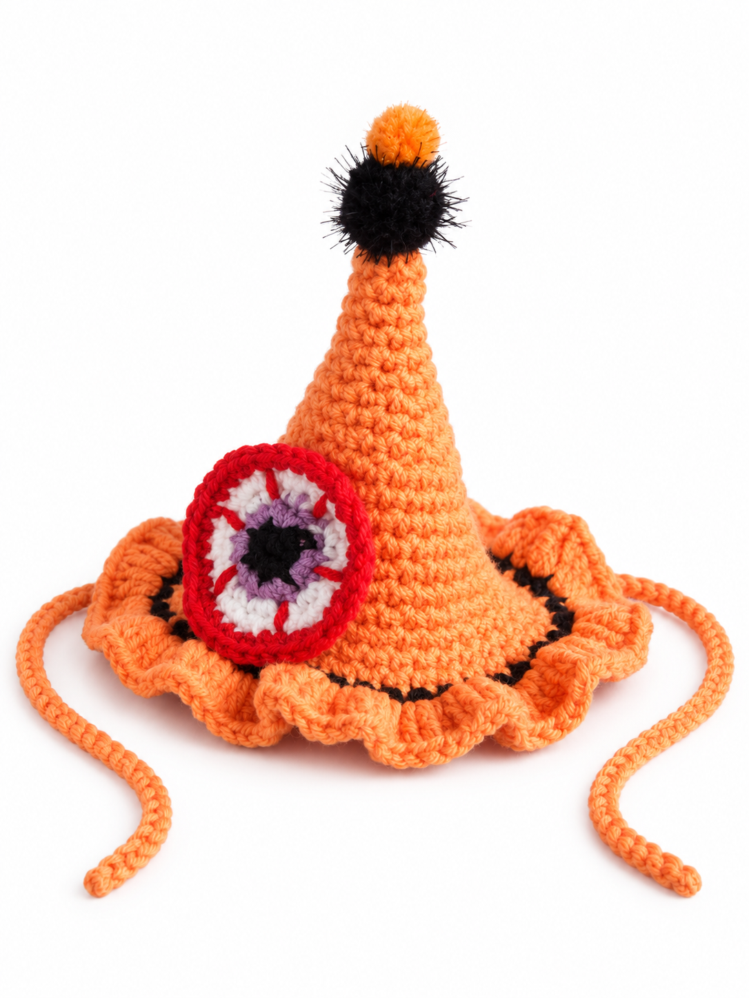 Handmade Crochet Halloween Witch Hat for Dogs and Cats | Pumpkin Pet Costume Accessory image 5