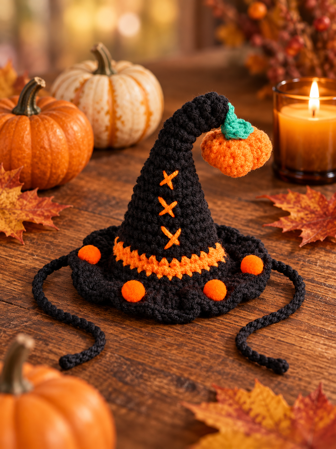 Handmade Crochet Halloween Witch Hat for Dogs and Cats: A Spooky-Cute Costume Accessory